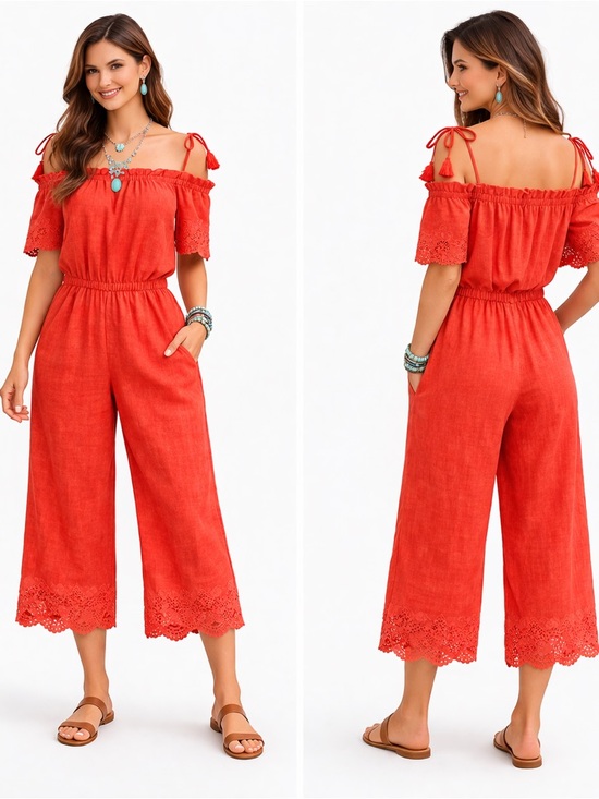 Anthropologie Pants - Anthro Linen Blend Jumpsuit 🌿 Vibrant Color | Size M | Pockets